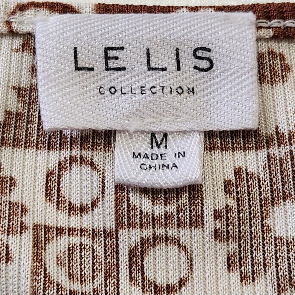 Le Lis Collection Dilly Flower Brown Cream Ribbed Bodycon Mini Tank Dress Medium - Picture 7 of 11